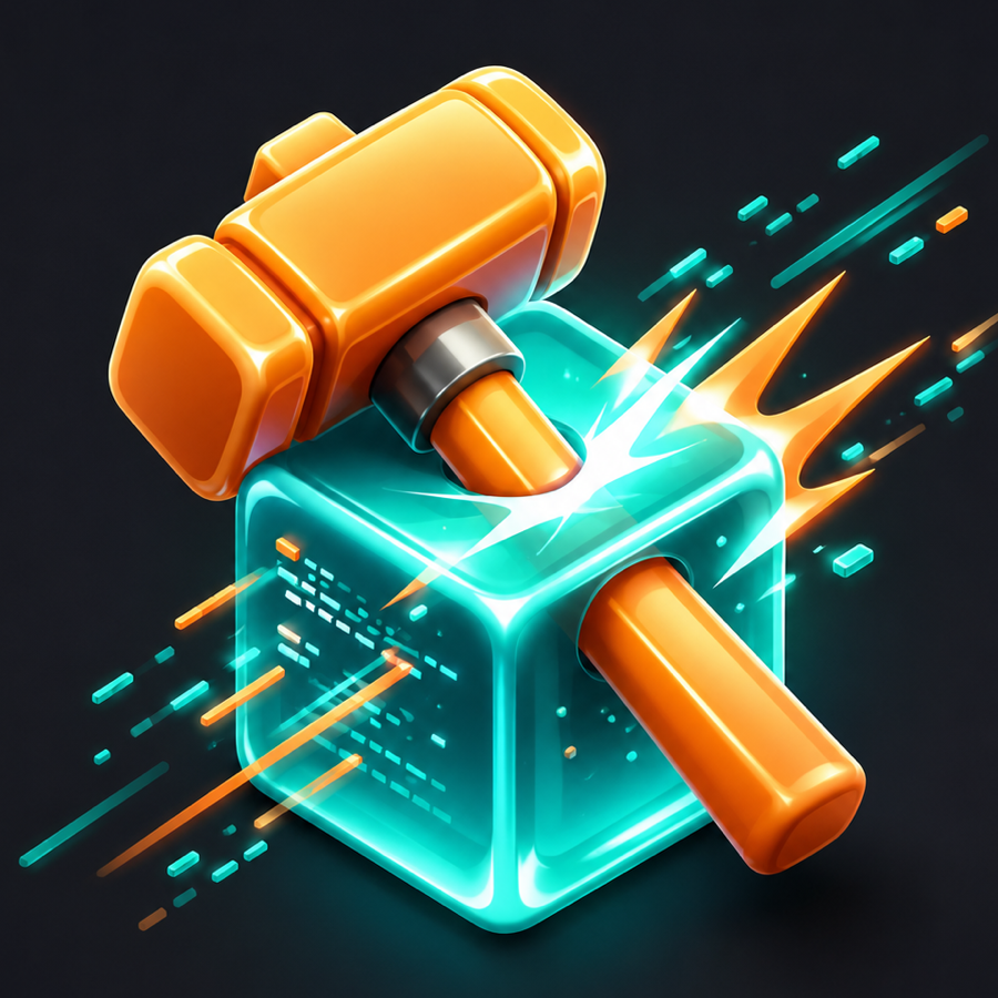 A glowing ForgeLore data cube representing a hosted repository